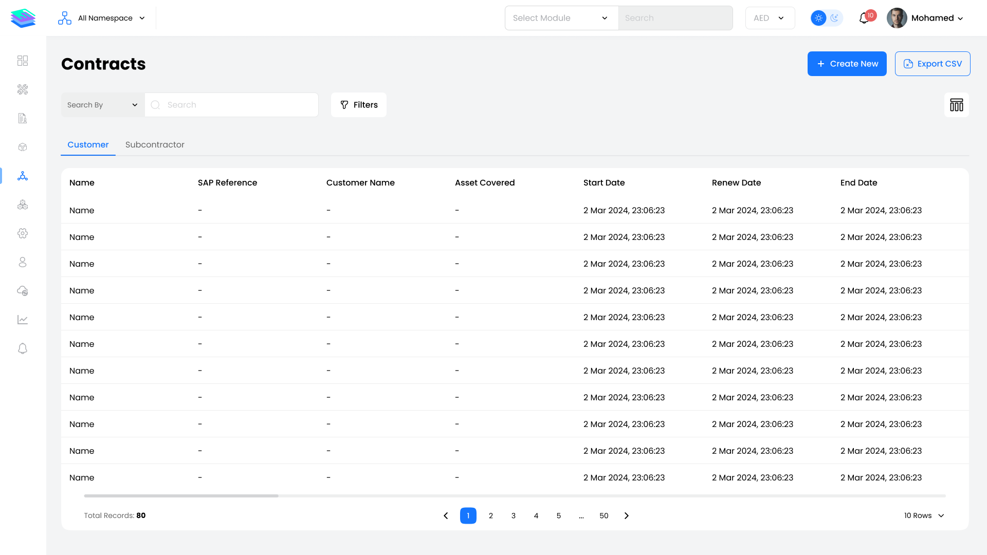 Customer Contracts